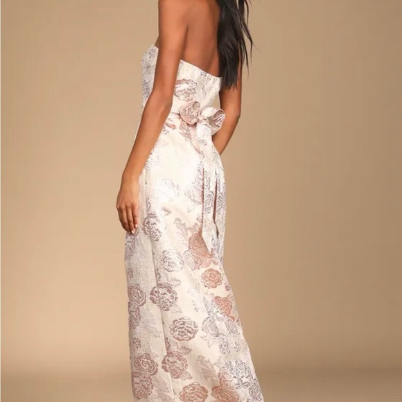 Nordstrom x Lulus Redefine Regal Pale Pink Floral Jacquard Strapless Maxi Dress - Picture 3 of 6
